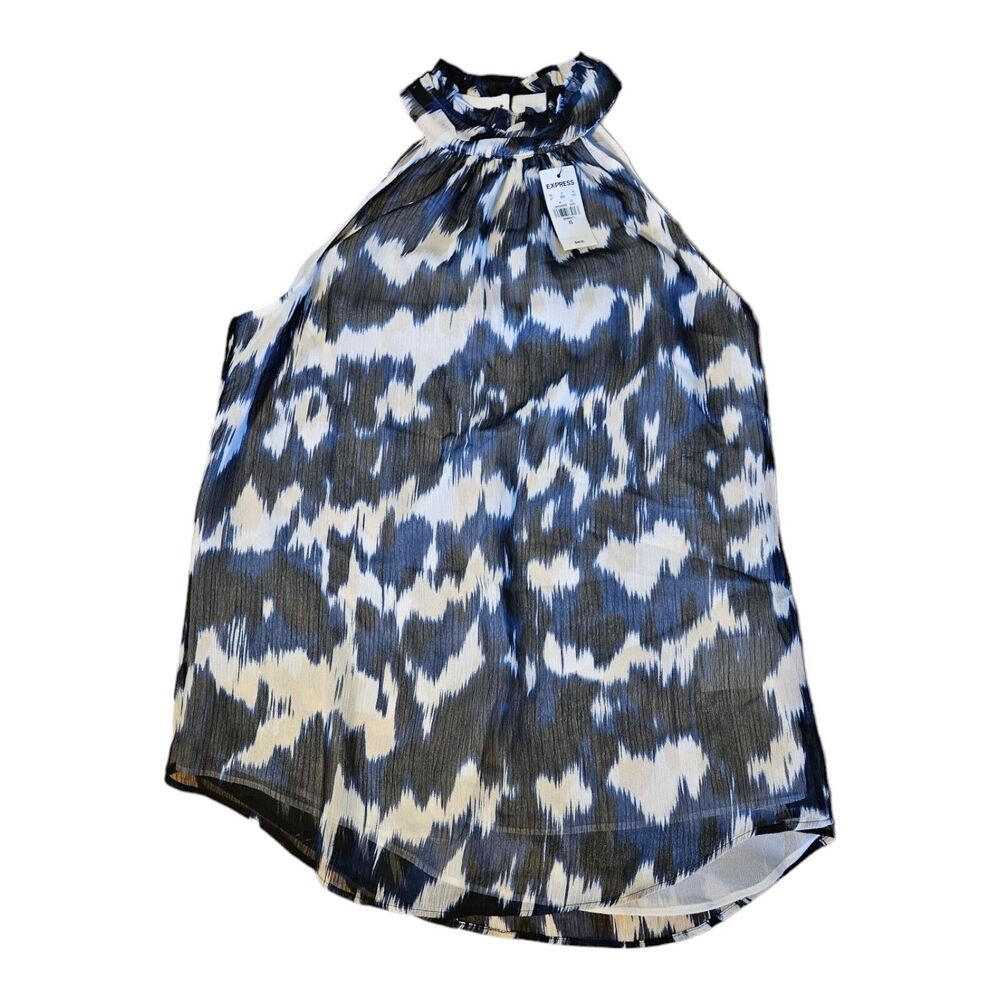 Express XS Blue, White Tank Top